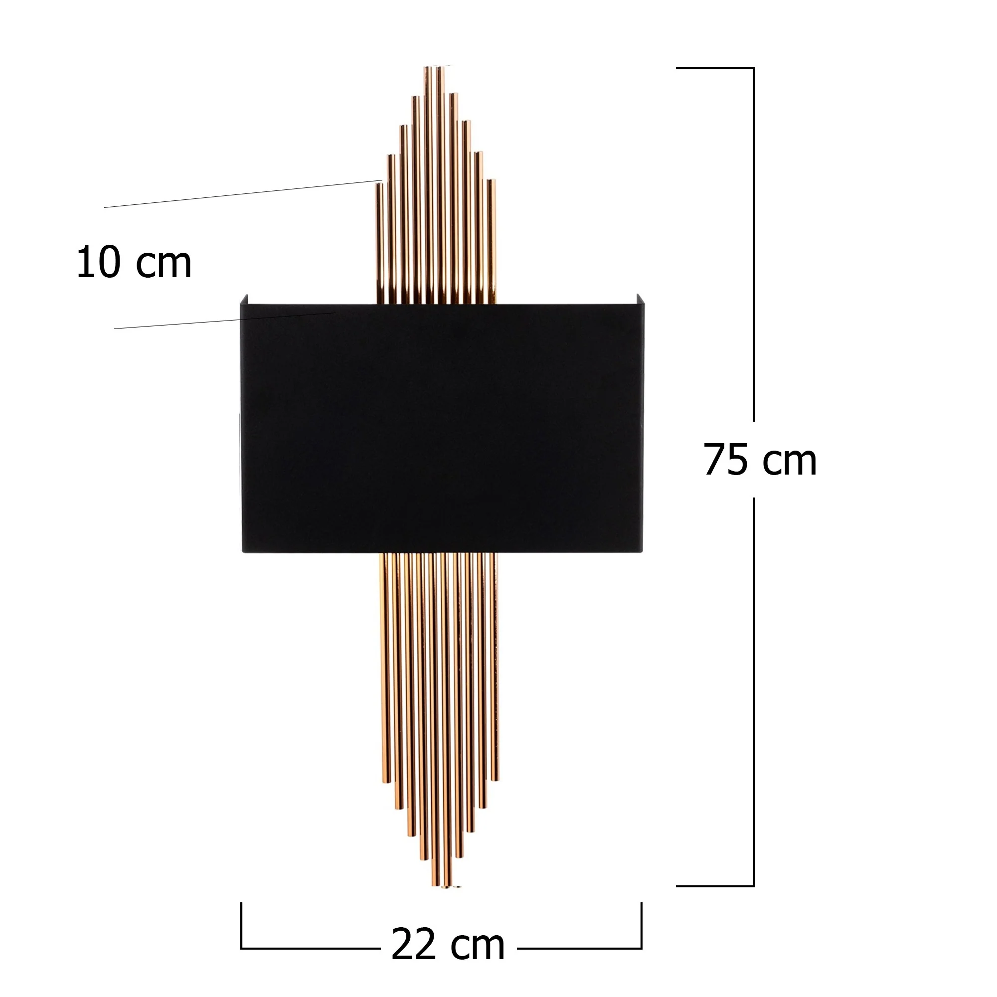 Aplique De Pared Recto, Metal , Negro cobre, 75x10x22, Casquillo E 27 Max 40 W - Image 2