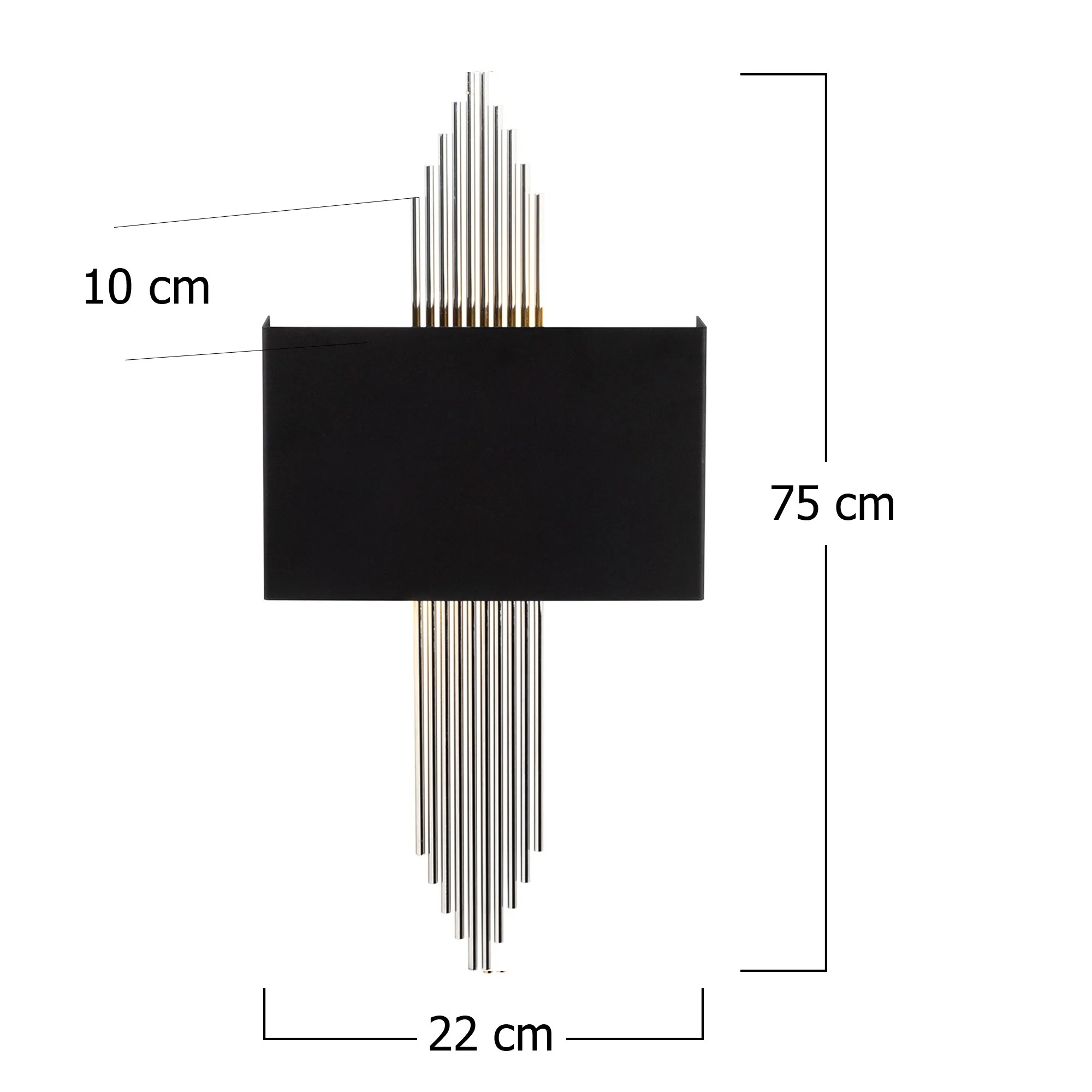 Aplique De Pared Recto, Metal , Negro plata, 75x10x22, Casquillo E 27 Max 40 W - Image 2