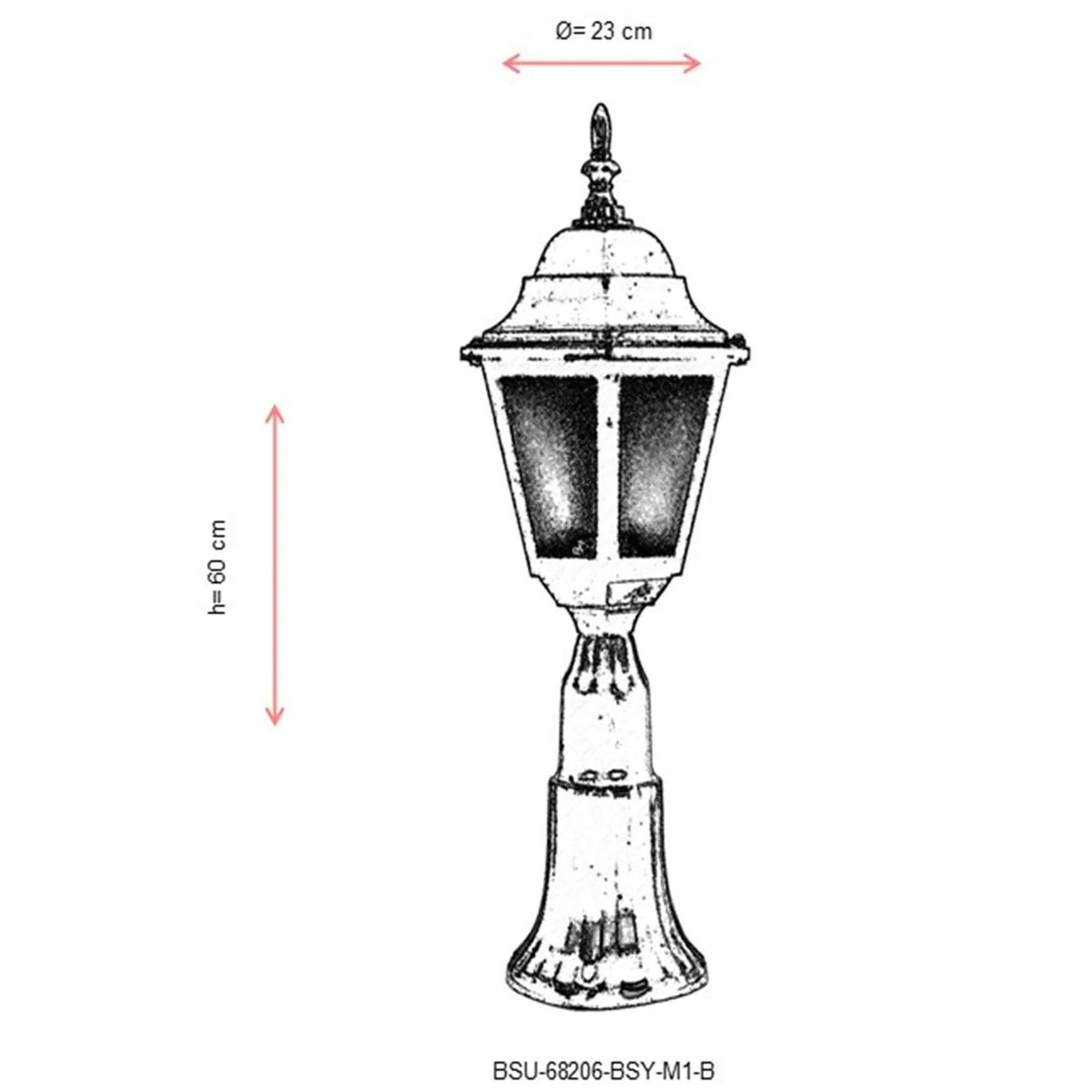 Aplique De Suelo Faro Para Exterior, Abs , Negro, 23x23x60, Casquillo E 27 Max 60 W - Image 3