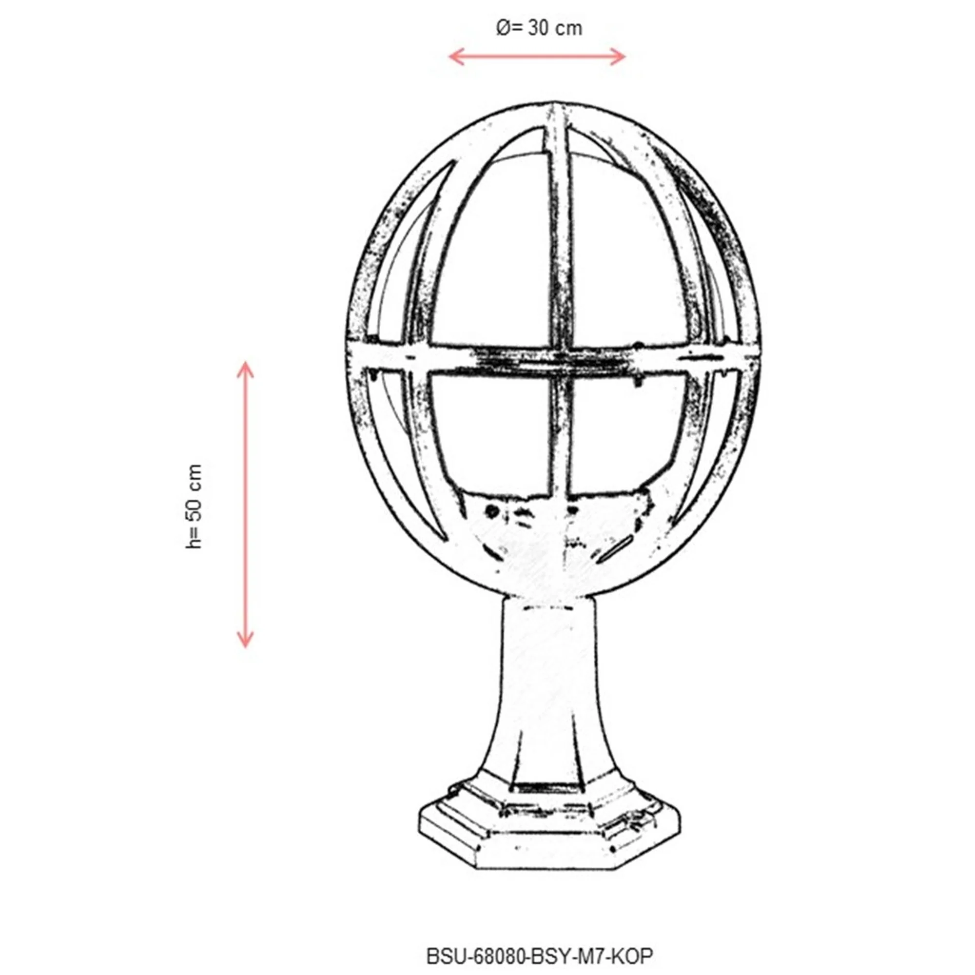 Aplique De Suelo Globo Recto Pantalla Blanca Para Exterior, Abs , Negro, 30x30x50, Casquillo E 27 Max 60 W - Image 3