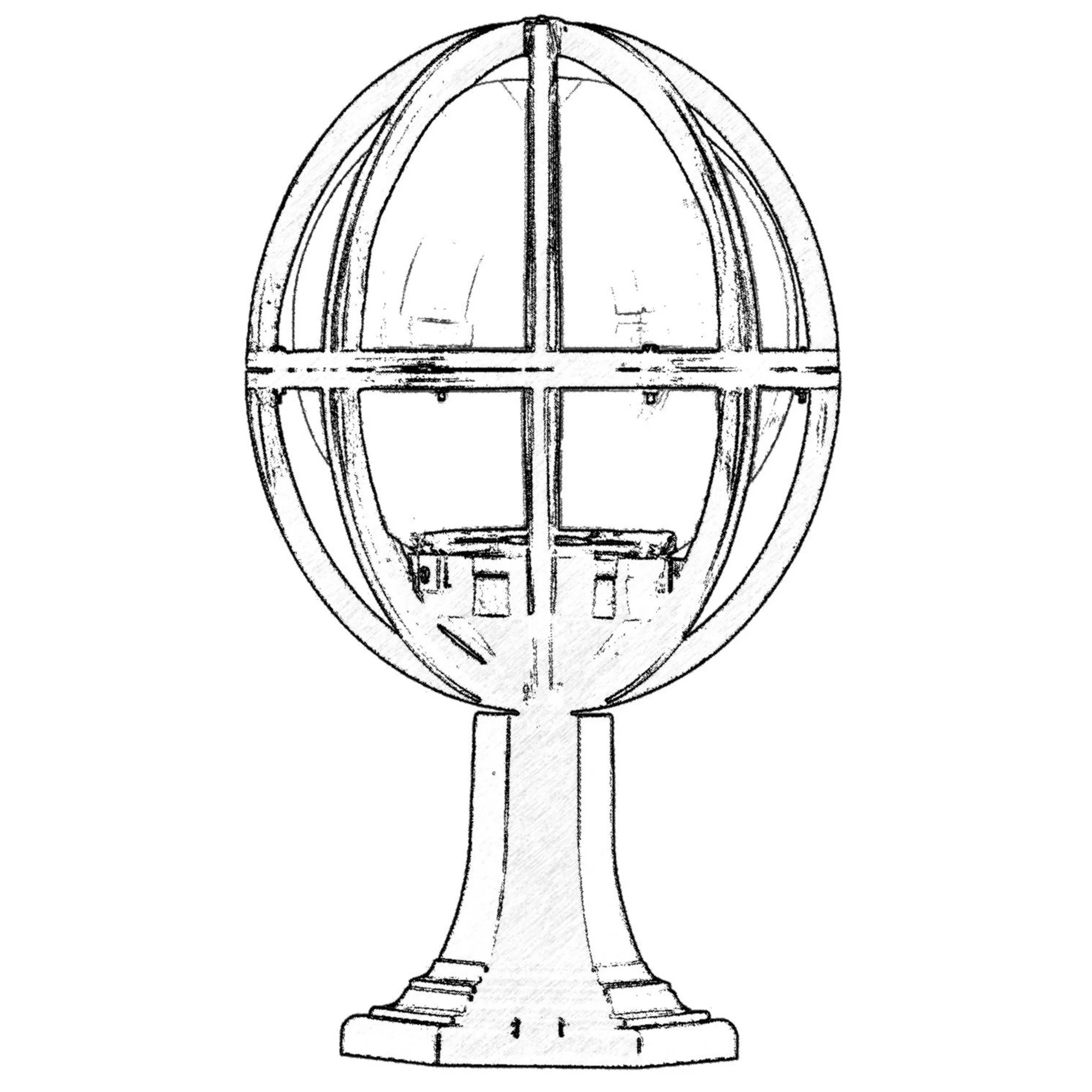 Aplique De Suelo Globo Recto Pantalla Gris Para Exterior, Abs , Negro, 30x30x50, Casquillo E 27 Max 60 W - Image 2