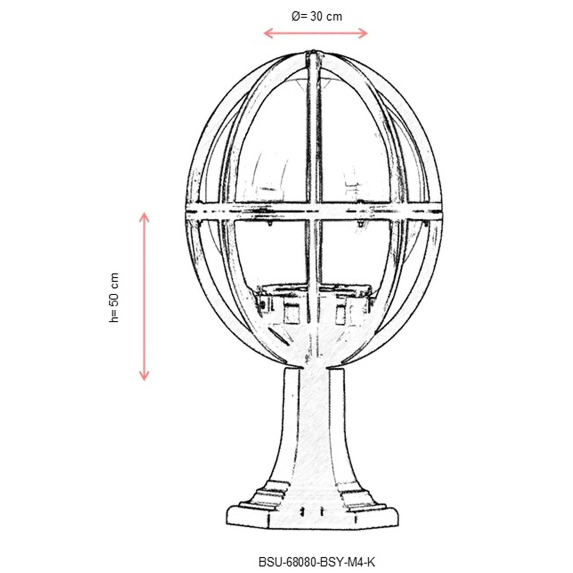 Aplique De Suelo Globo Recto Pantalla Gris Para Exterior, Abs , Negro, 30x30x50, Casquillo E 27 Max 60 W - Image 3