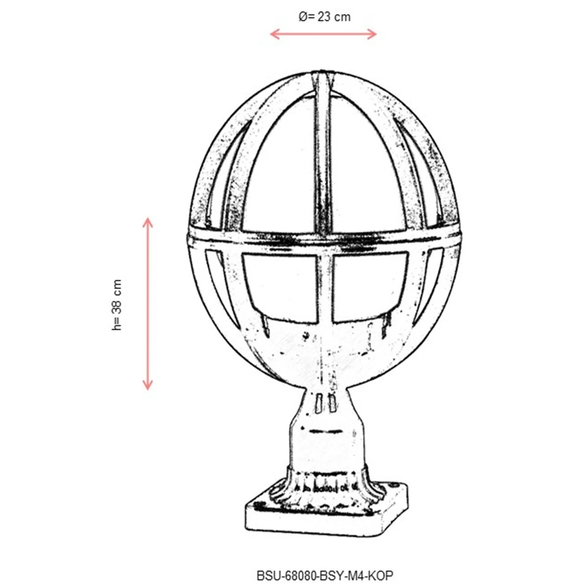 Aplique De Suelo Globo Recto Para Exterior, Abs , Negro, 23x23x38, Casquillo E 27 Max 60 W - Image 3