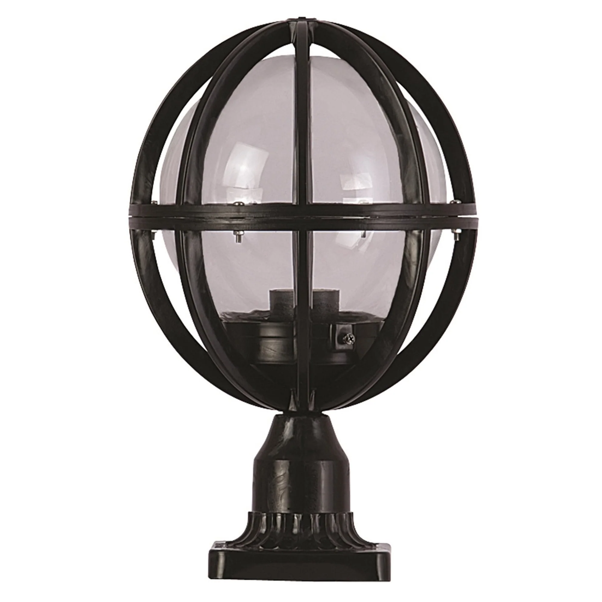 Aplique De Suelo Oval Para Exterior, Abs , Negro, 23x23x38, Casquillo E 27 Max 60 W