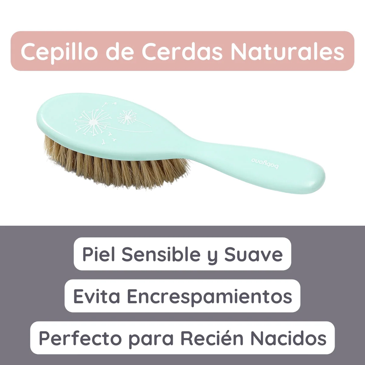 Babyono Set Cepillo Y Peine Con Cerdas Naturales Extra Suaves Menta - Image 6