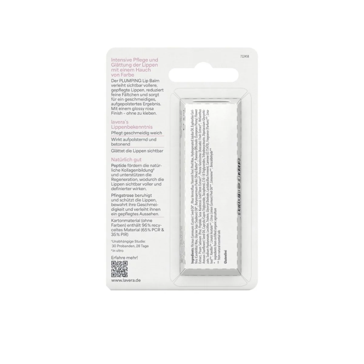 Bálsamo labial efecto volumen péptidos & peonia Lavera 4,5g - Image 3