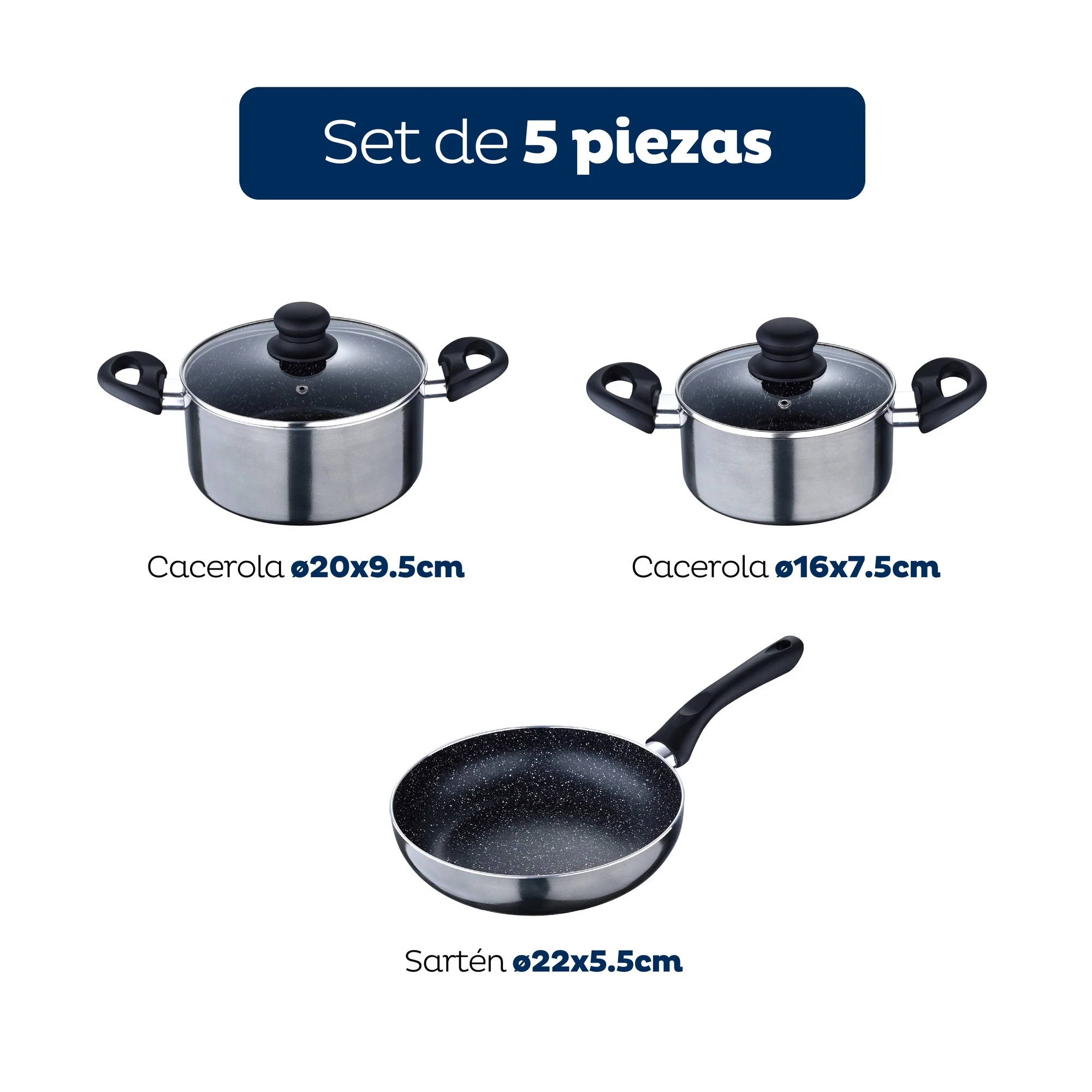 Bateria 5pc Aluminio Prensado Ind Soria - Image 2