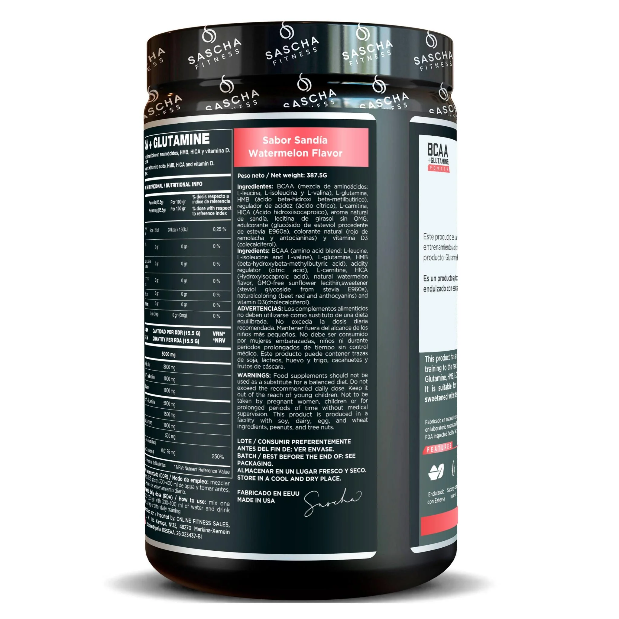 Bcaa + Glutamina Sabor Sandía - Sascha Fitness España - Image 4