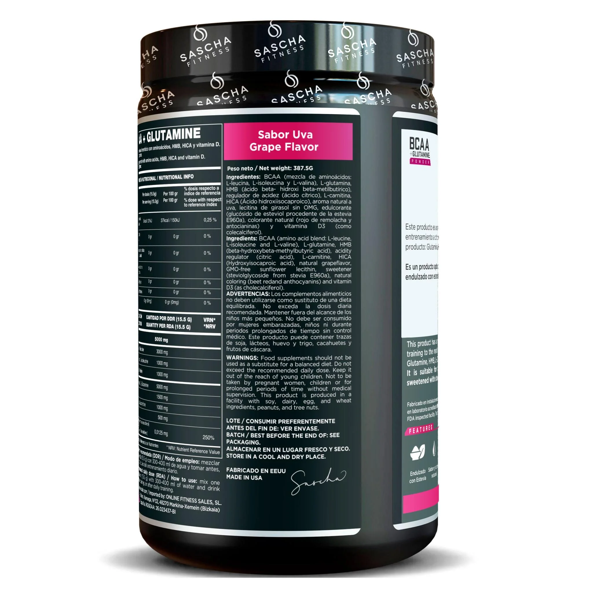 Bcaa + Glutamina Sabor Uva - Sascha Fitness España - Image 4