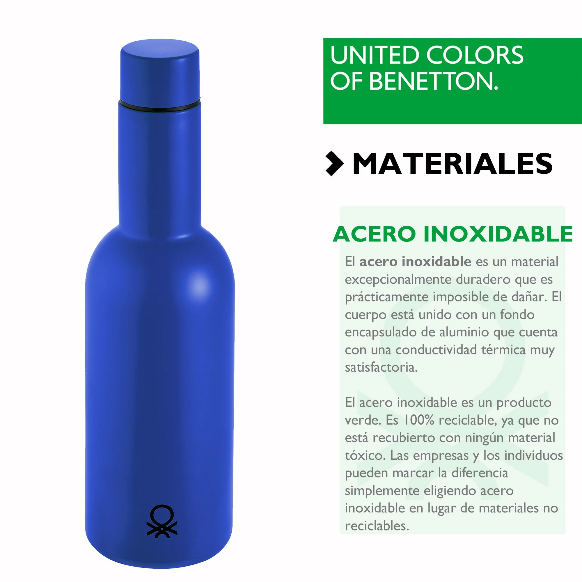 Botella De Agua 550ml Acero Inoxidable Azul Casa Benetton - Image 4