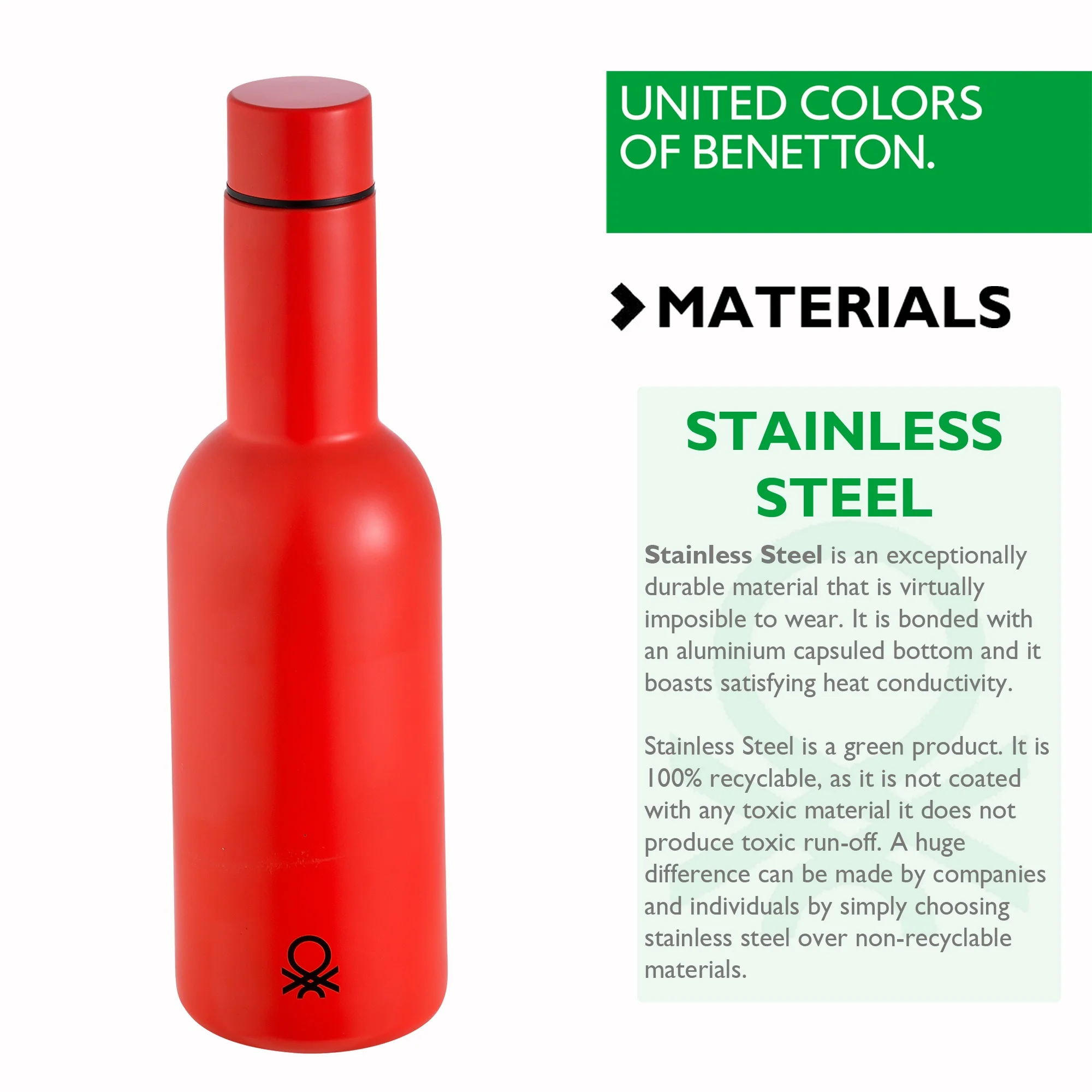 Botella De Agua 550ml Acero Inoxidable Rojo Casa Benetton - Image 3
