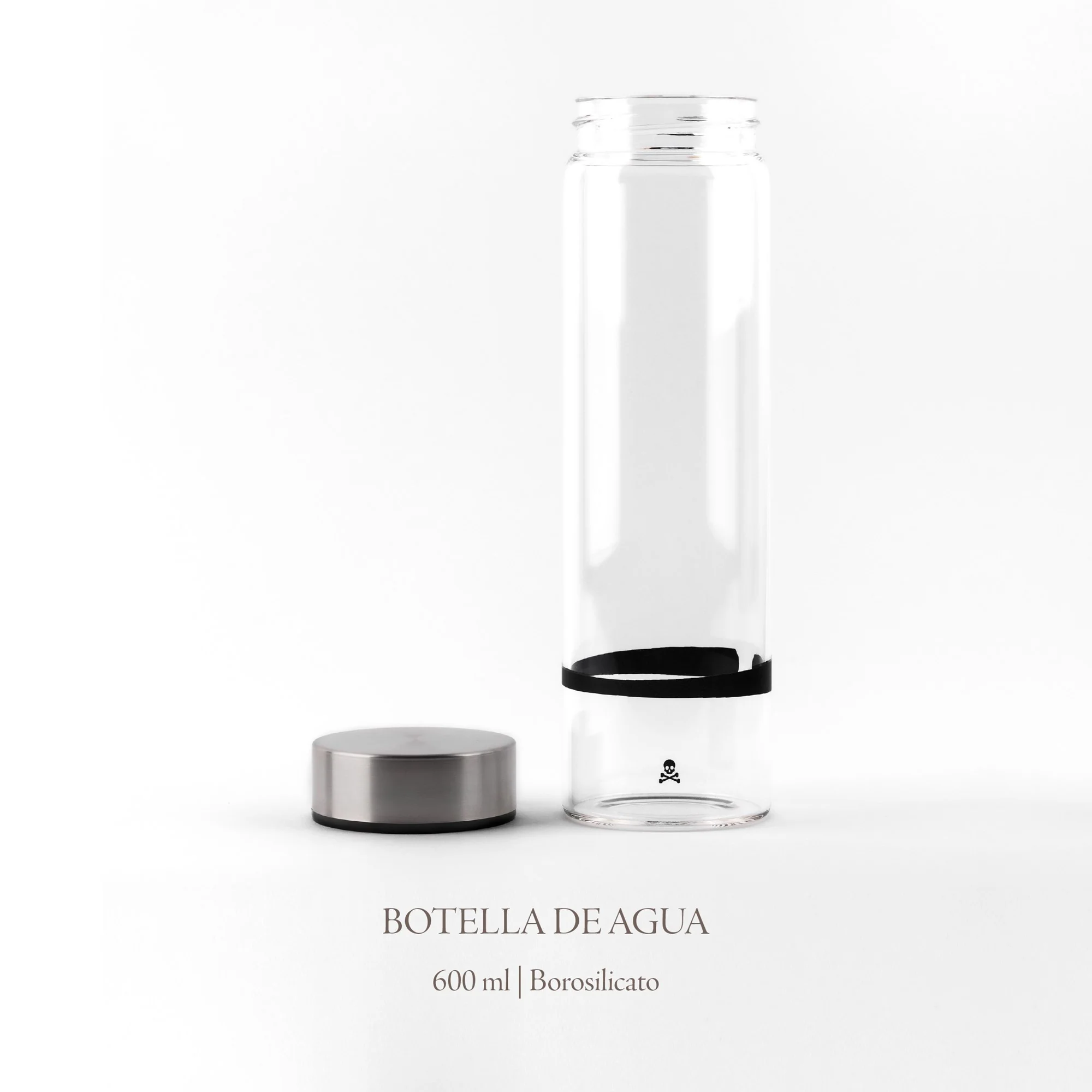Botella De Agua En Borosilicato Tapón De Rosca 600ml Negro/transparente Scalpers Home - Image 2