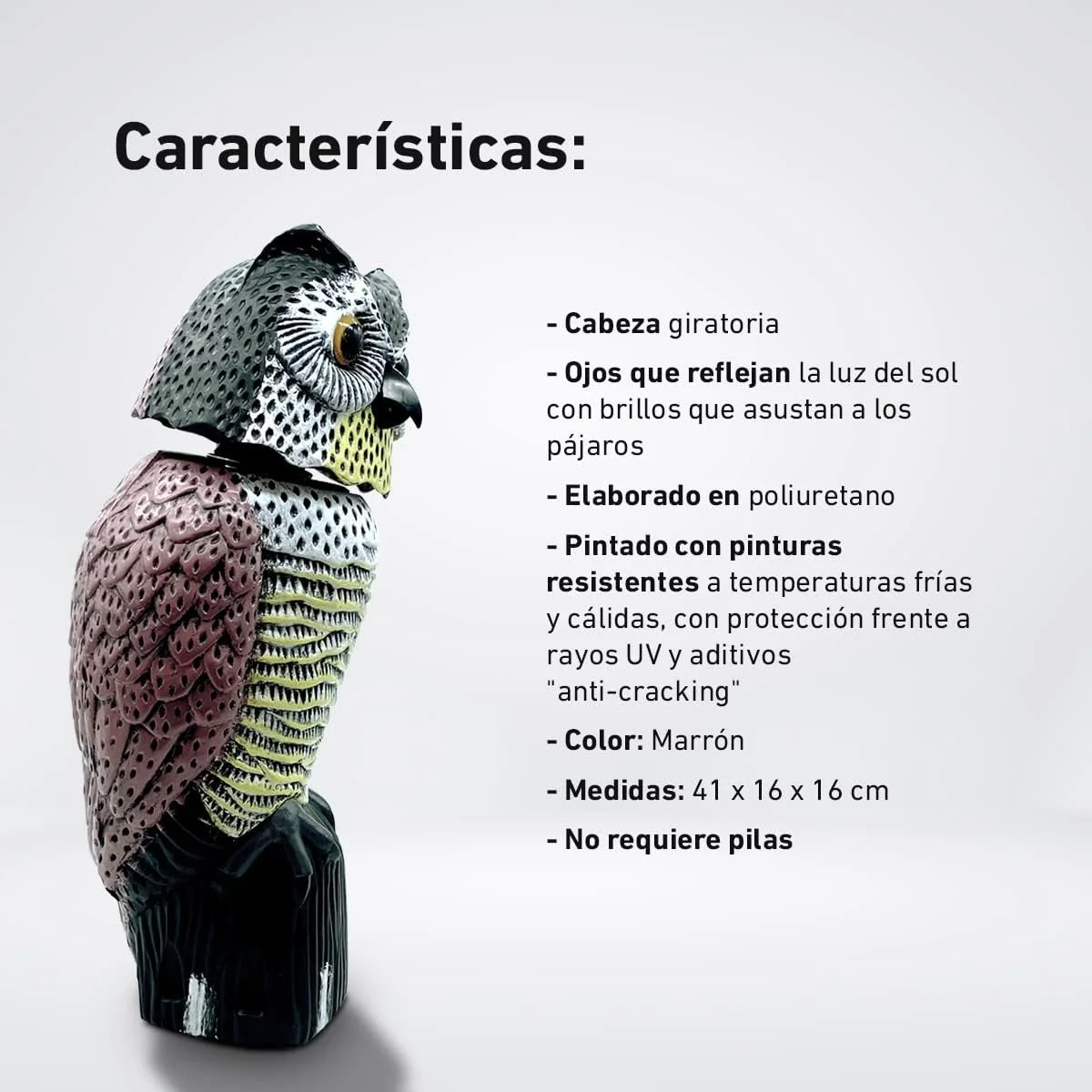 Búho espantapájaros con cabeza giratoria Biotop 41 cm - Image 3
