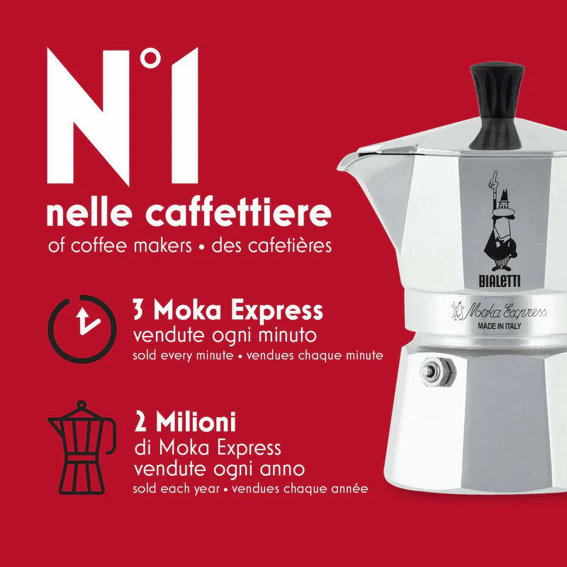 Cafetera Italiana Bialetti Moka Express 0,2 L Aluminio, Negro - Image 3