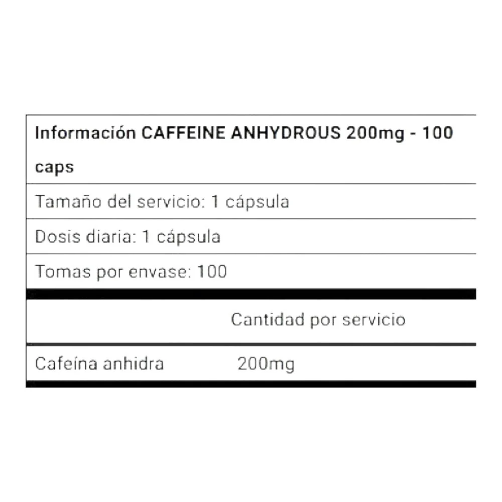 Caffeine Anhydrous 200 Mg 100 Caps - Image 2