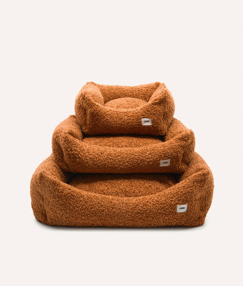 Cafide Cama De Material Reciclado Para Perro Con Tejido Estilo Borreguito Mostaza. Modelo Snozy. - Image 5