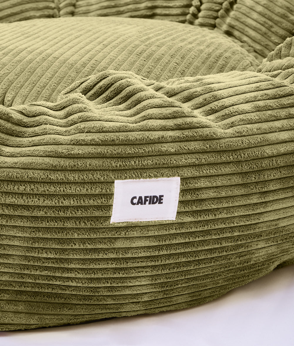 Cafide Cama Donut Para Perro Con Tejido De Pana Verde. Modelo Nuba. Talla L (100x100x25 Cm) - Image 5