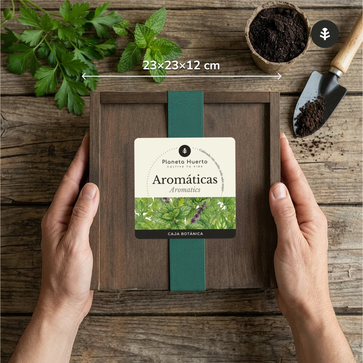 Kit de Cultivo de Aromáticas en Caja de Madera – Regalo Original Planeta Huerto - Image 5