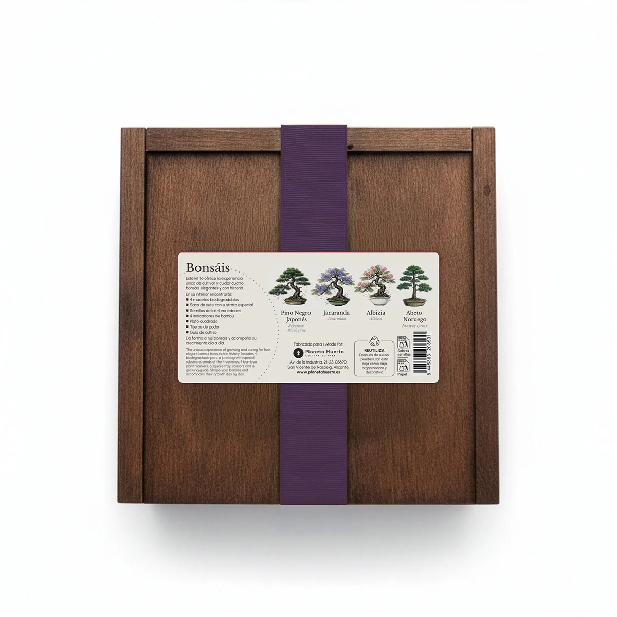 Kit de Cultivo de Bonsáis en Caja de Madera – Regalo Original Planeta Huerto - Image 2