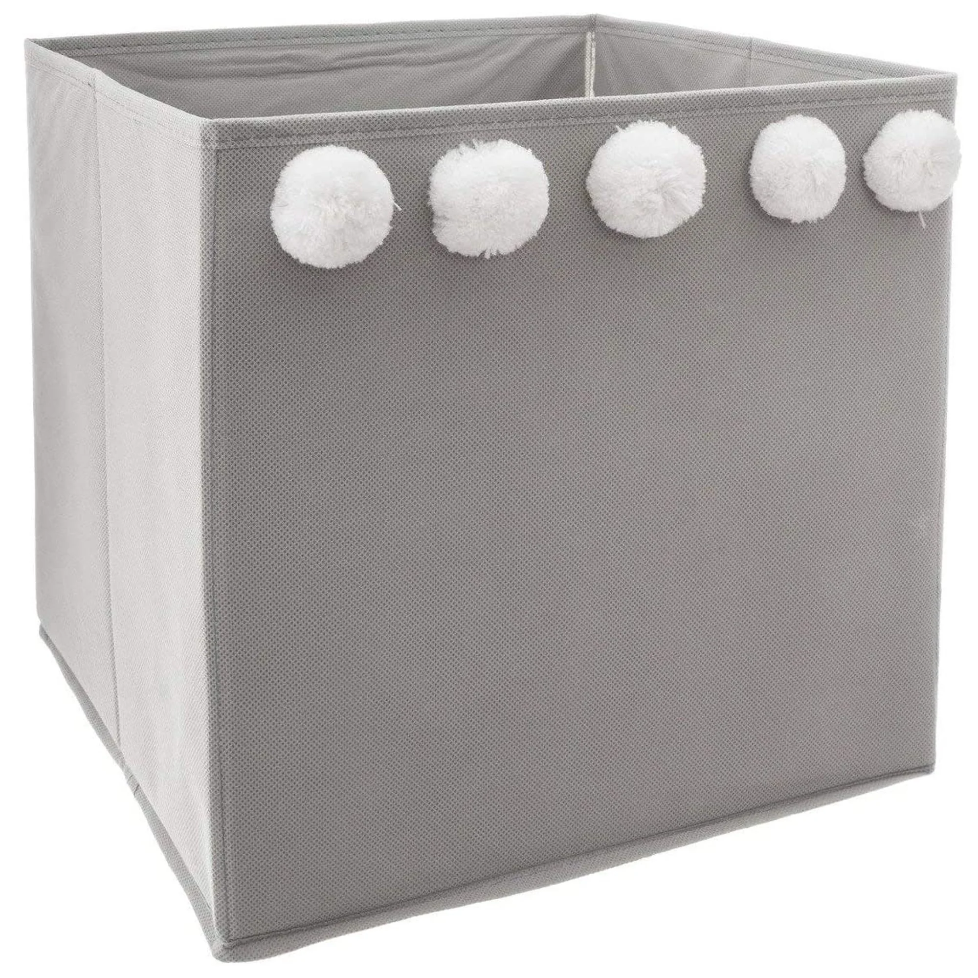 Caja De Almacenamiento Infantil Con Pompones Color Gri30 X 29 X 29cm