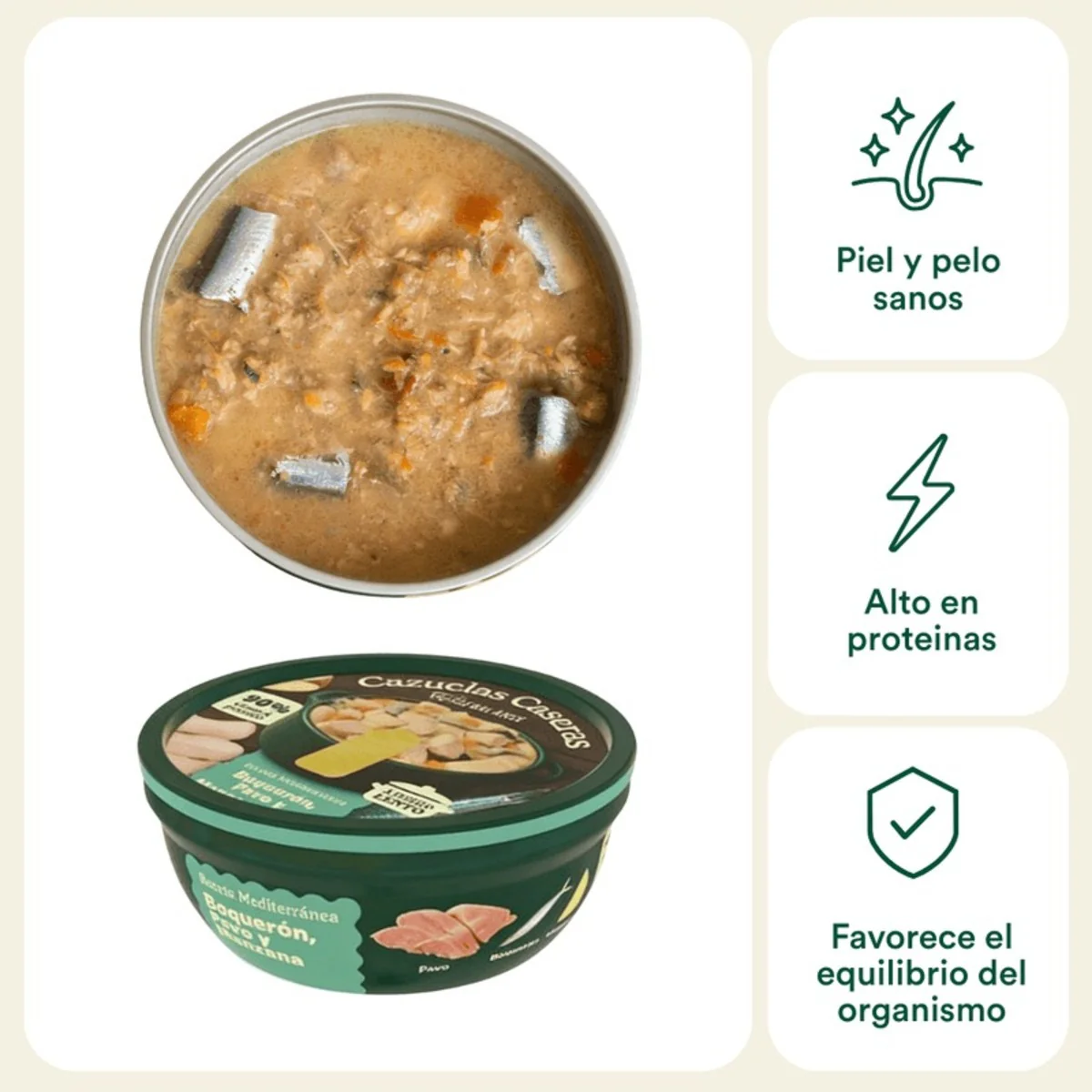 Cazuelas Caseras Boquerón, Pavo y Manzana Wild Balance 280g - Image 2