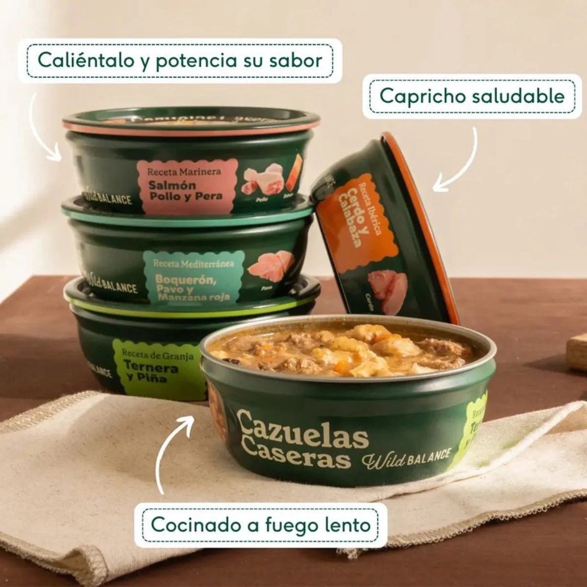 Cazuelas Caseras Boquerón, Pavo y Manzana Wild Balance 280g - Image 4