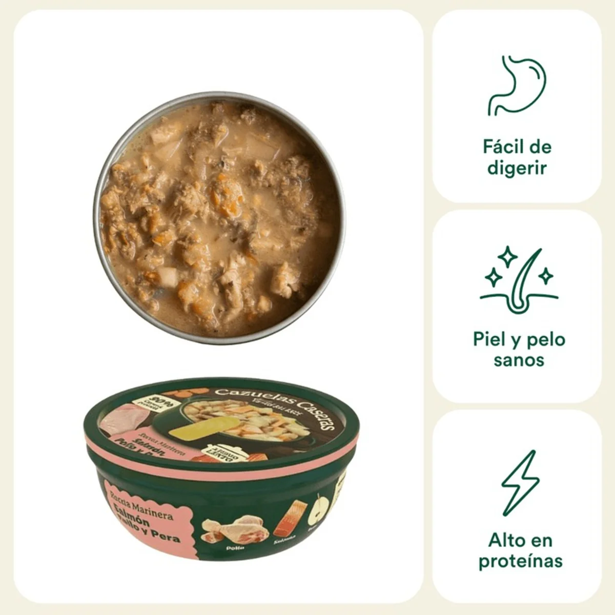 Cazuelas Caseras Salmón, Pollo y Pera Wild Balance 280g - Image 2