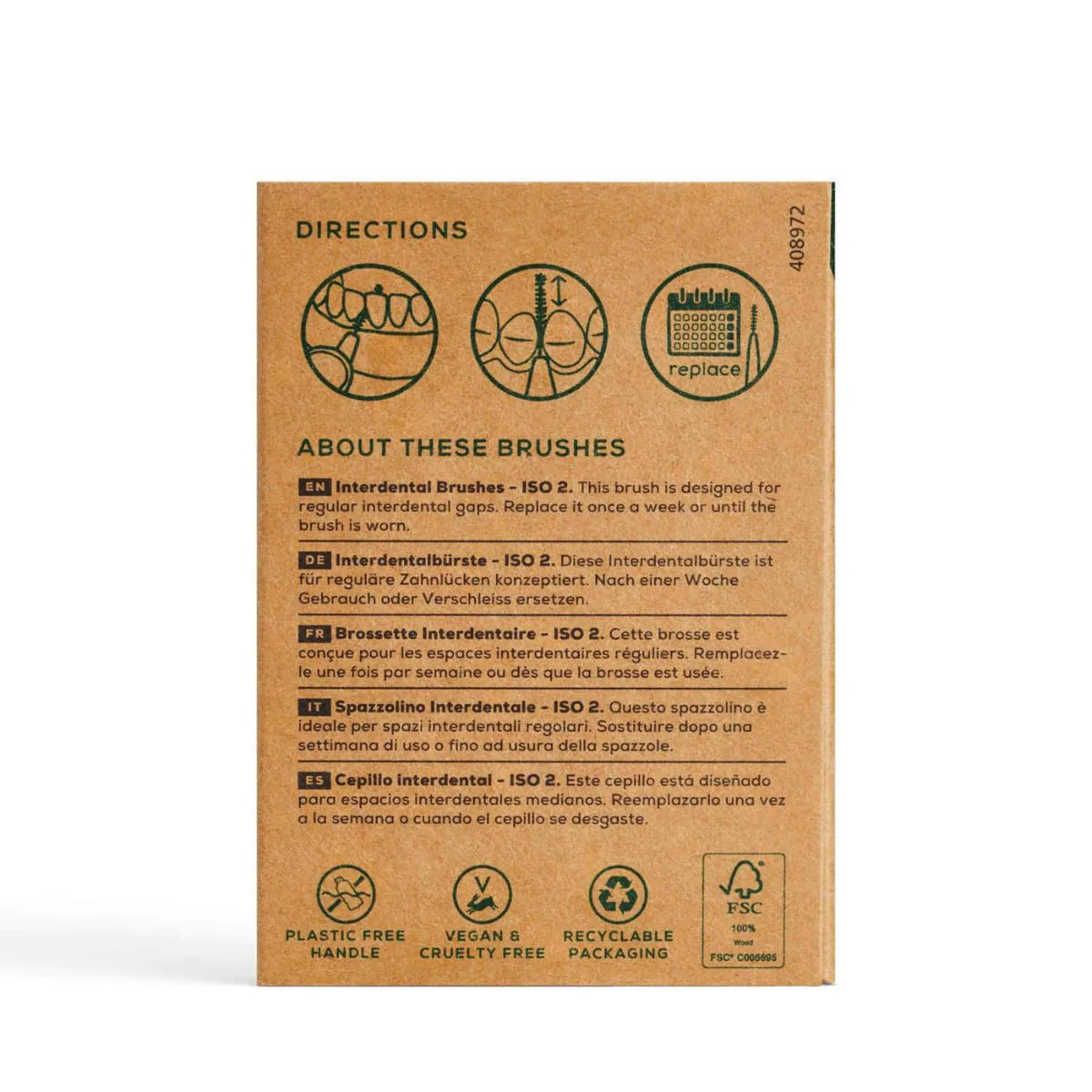 Cepillo interdental ISO 2 de madera de haya 6 unidades Georganics - Image 2