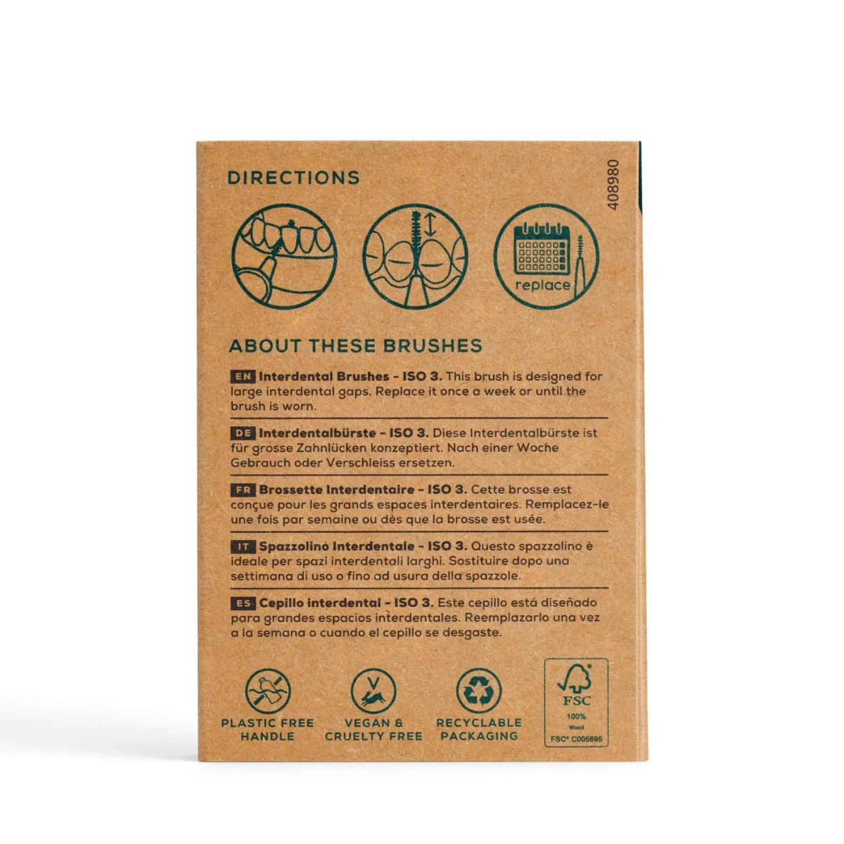 Cepillo interdental ISO 3 de madera de haya 6 unidades Georganics - Image 2