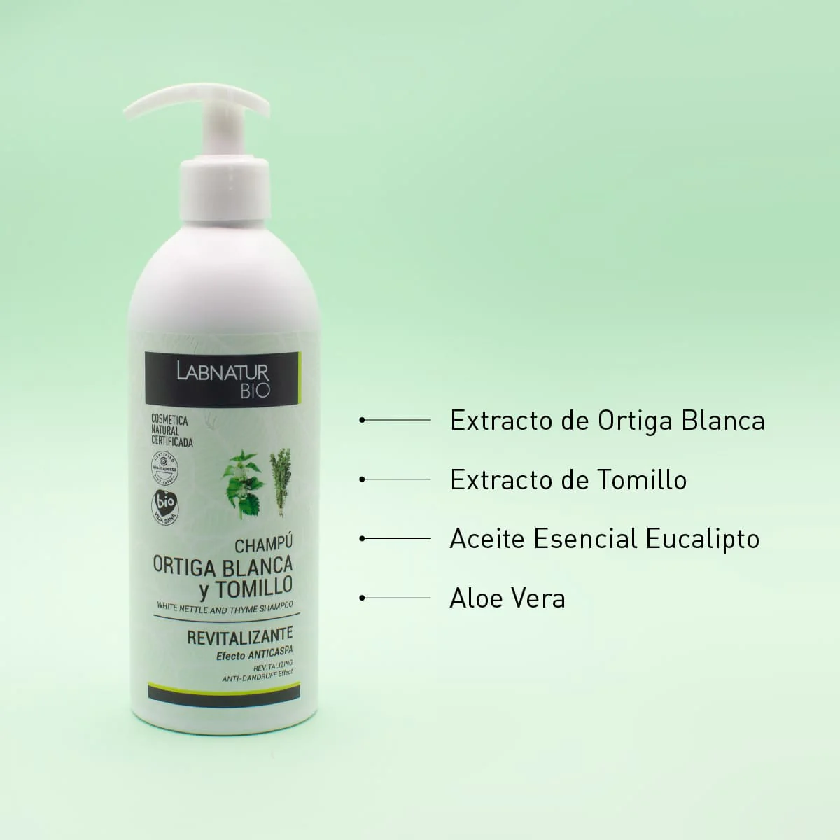 Champú Revitalizante Bio 450 Ml | Ortiga Blanca + Tomillo | Fortalece Y Aporta Vitalidad | Cabello Débil - Image 2