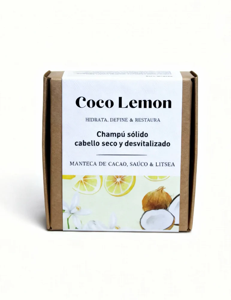Champú Sólido Bio Cabello Seco Y Desvitalizado, Coco Lemon en caja - Image 4