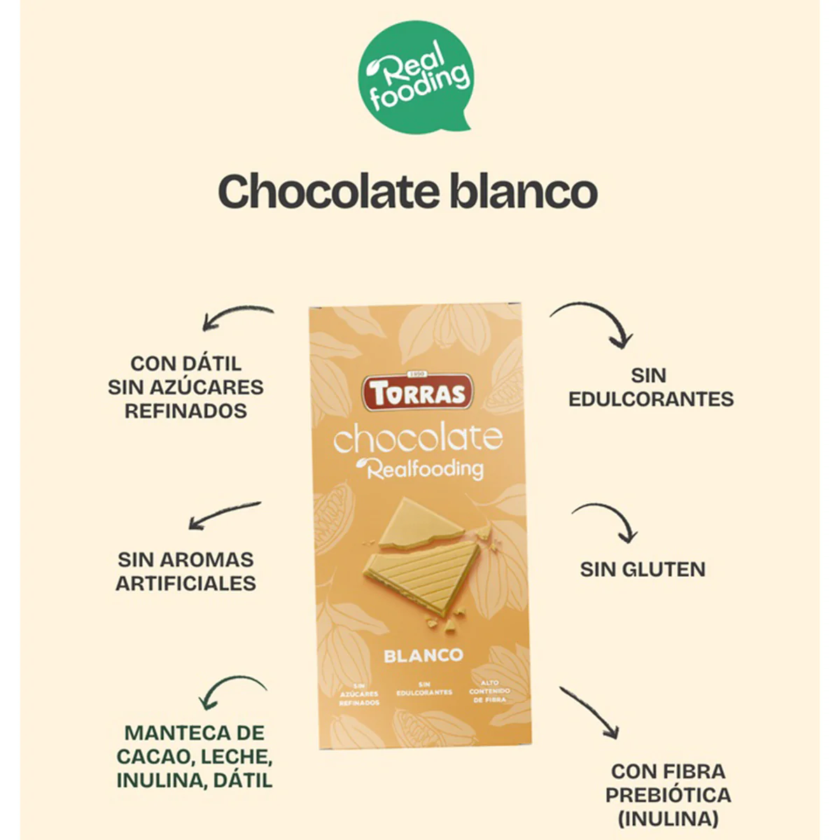 Chocolate blanco Realfooding 100g - Image 3