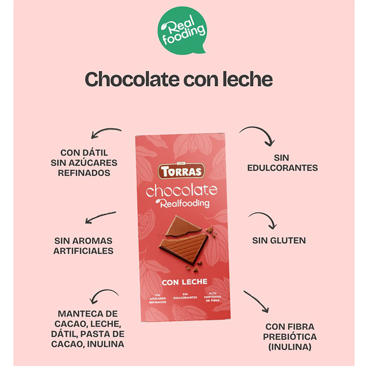 Chocolate con leche Realfooding 100g - Image 3