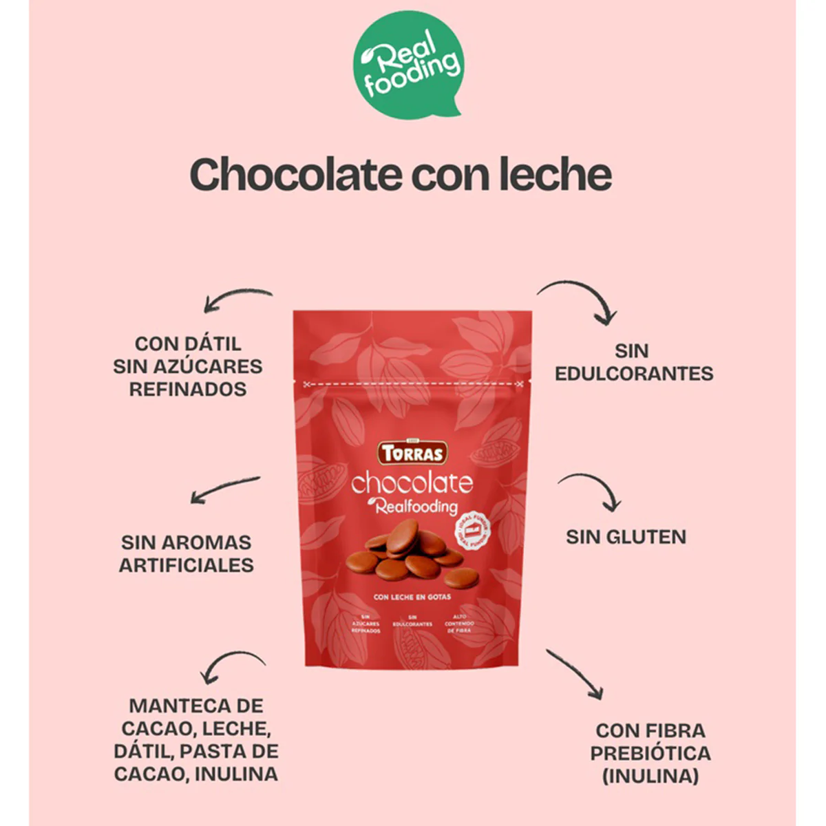 Cobertura en gotas leche Realfooding 200g - Image 3