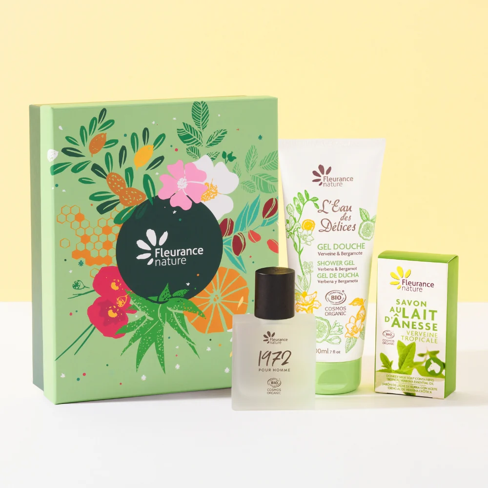 Cofre Hombre : Gel Ducha Verbena 200ml + Perfume Hombre 50ml + Jabón Leche Burra Verbena 100g
