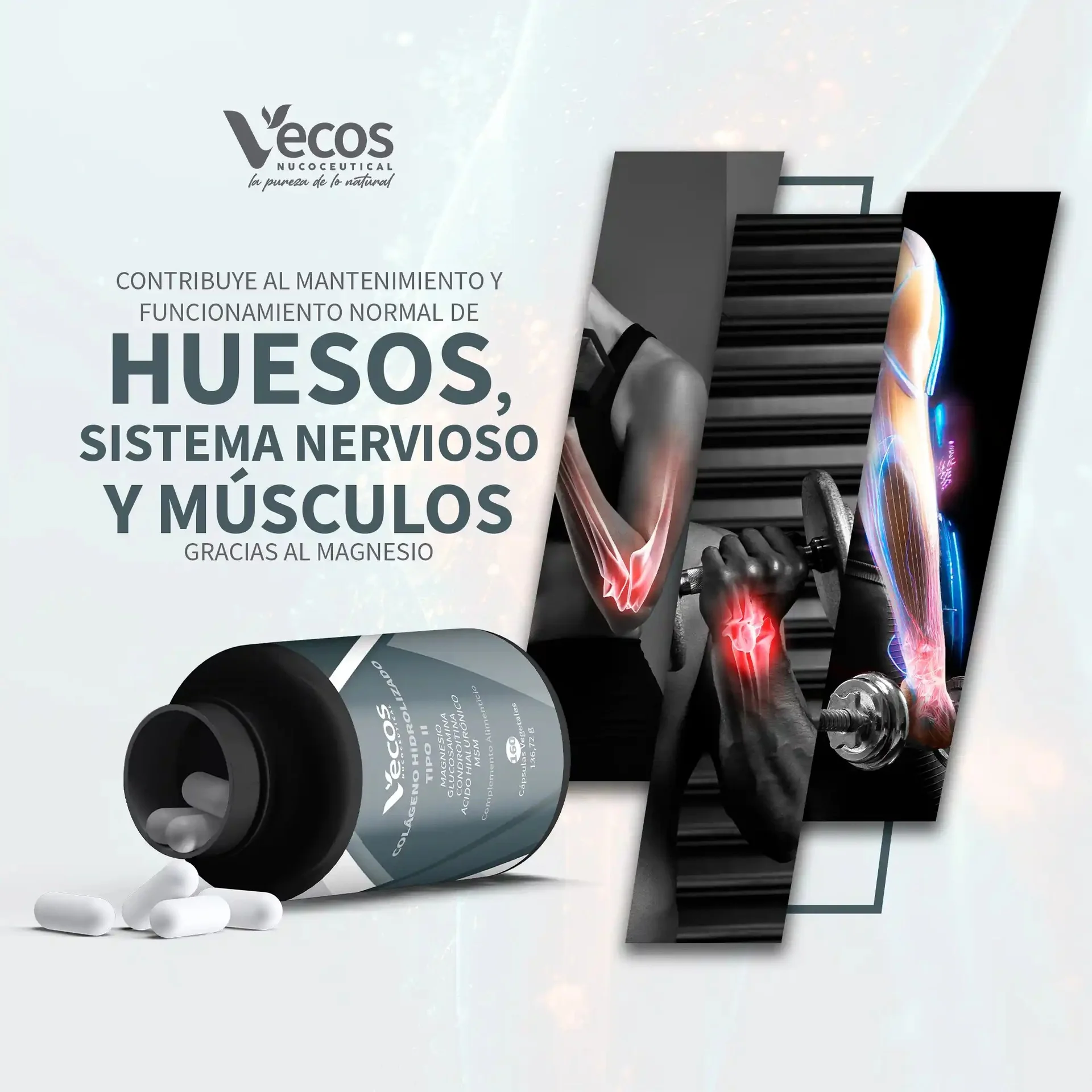 Colageno hidrolizado tipo II Vecos 160 capsulas - Image 2