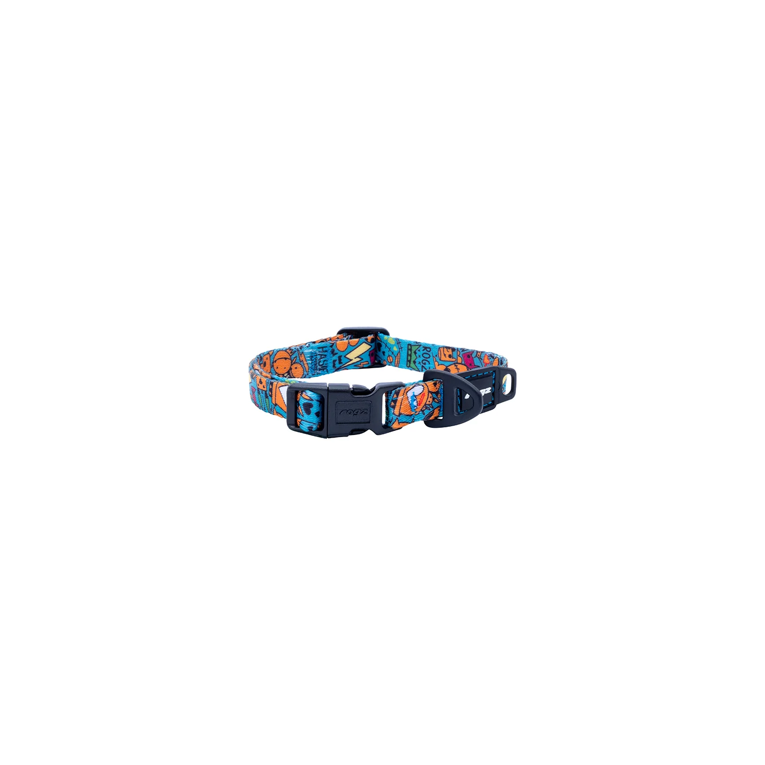 Collar Para Perro, Modelo Fusion De Rogz, Estampado Graffiti Azules. Talla L (21-40kg)