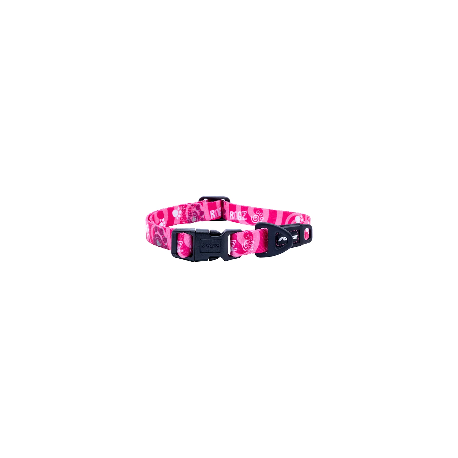 Collar Para Perro, Modelo Fusion De Rogz, Estampado Huellas Rosa. Talla S (8-14kg)