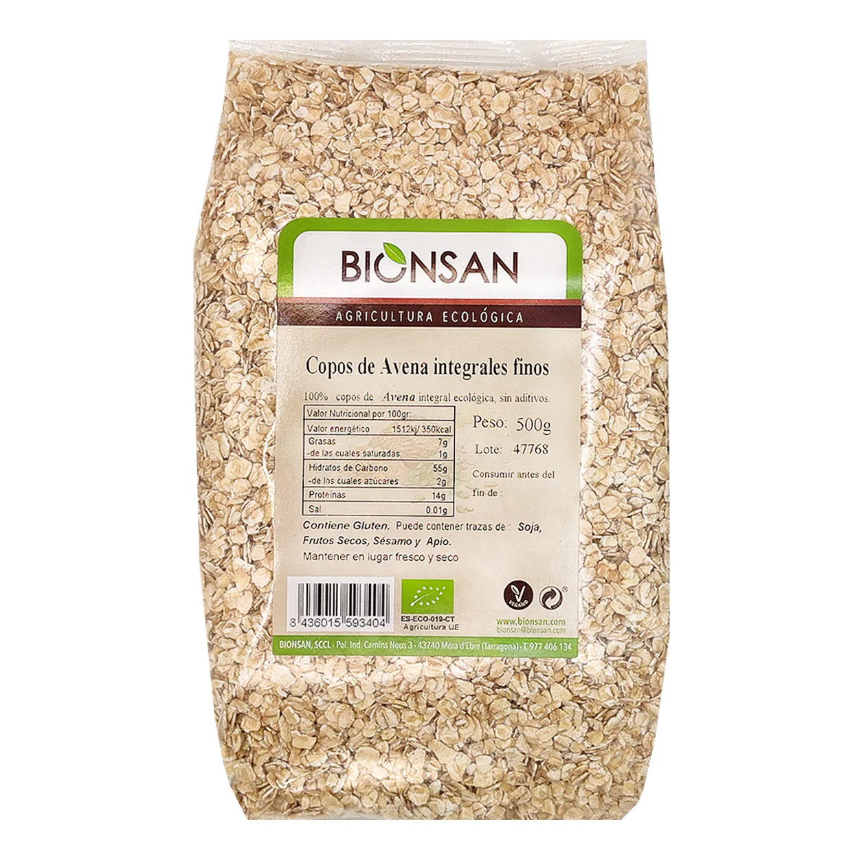 Copos De Avena Finos Eco Bionsan 500gr