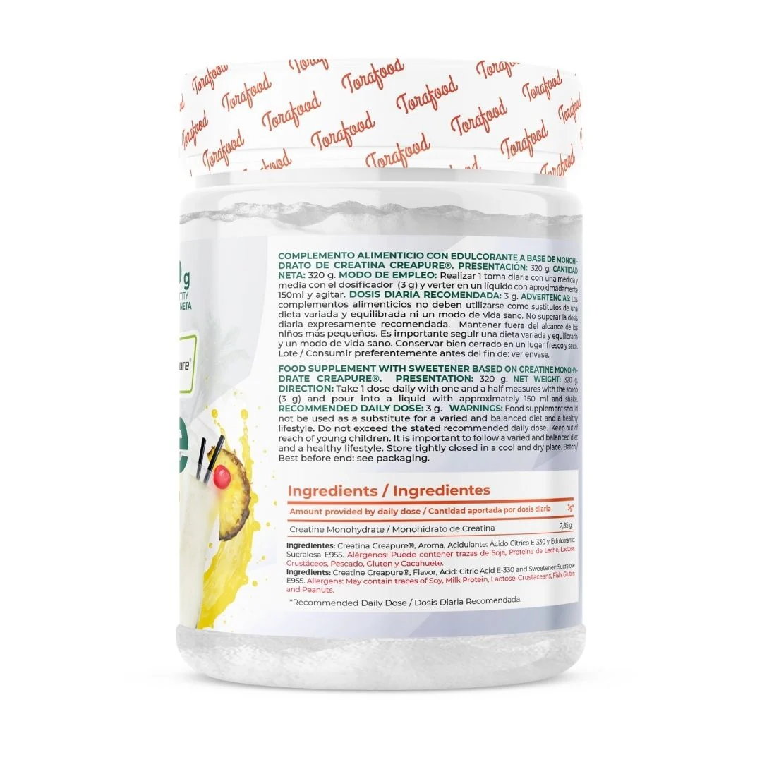 Creatina Creapure Piña Colada Torafood 320g - Image 3