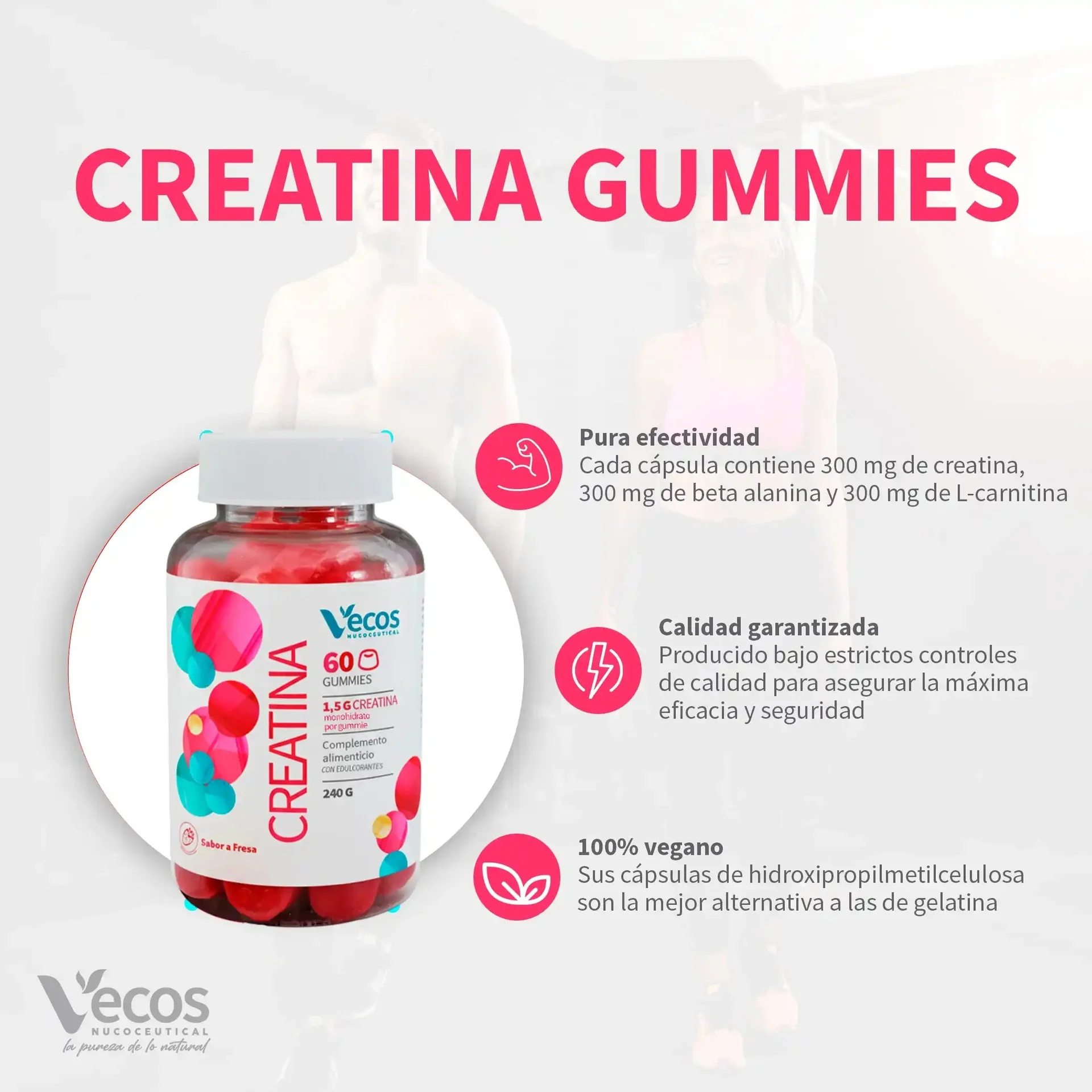 Creatina Vecos 60 gummies - Image 3