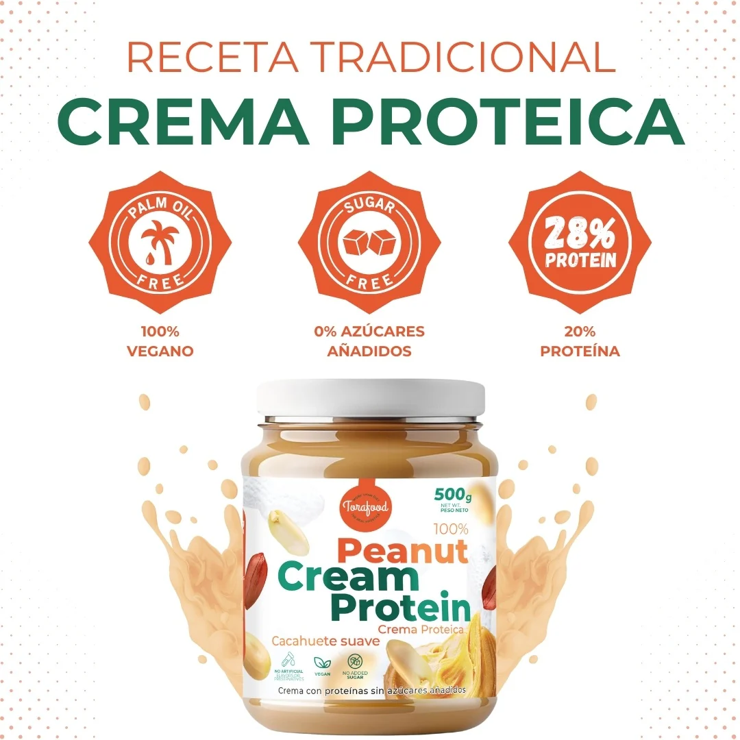 Crema Proteica Cacahuete Smooth Tostado Torafood 500g - Image 6