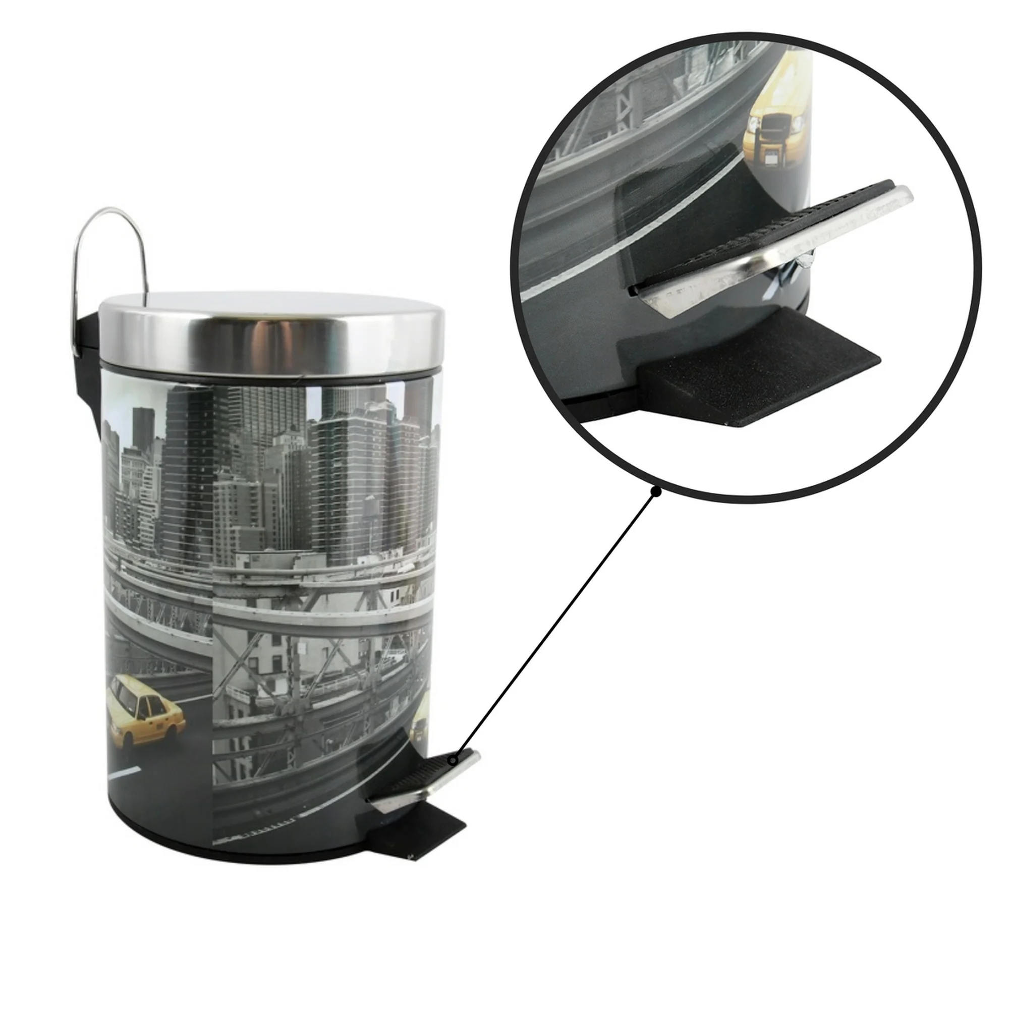 Cubo De Basura 3l Con Tapa Msv new York De Acero Inoxidable 16,5 X 25,6 Cm - Image 3
