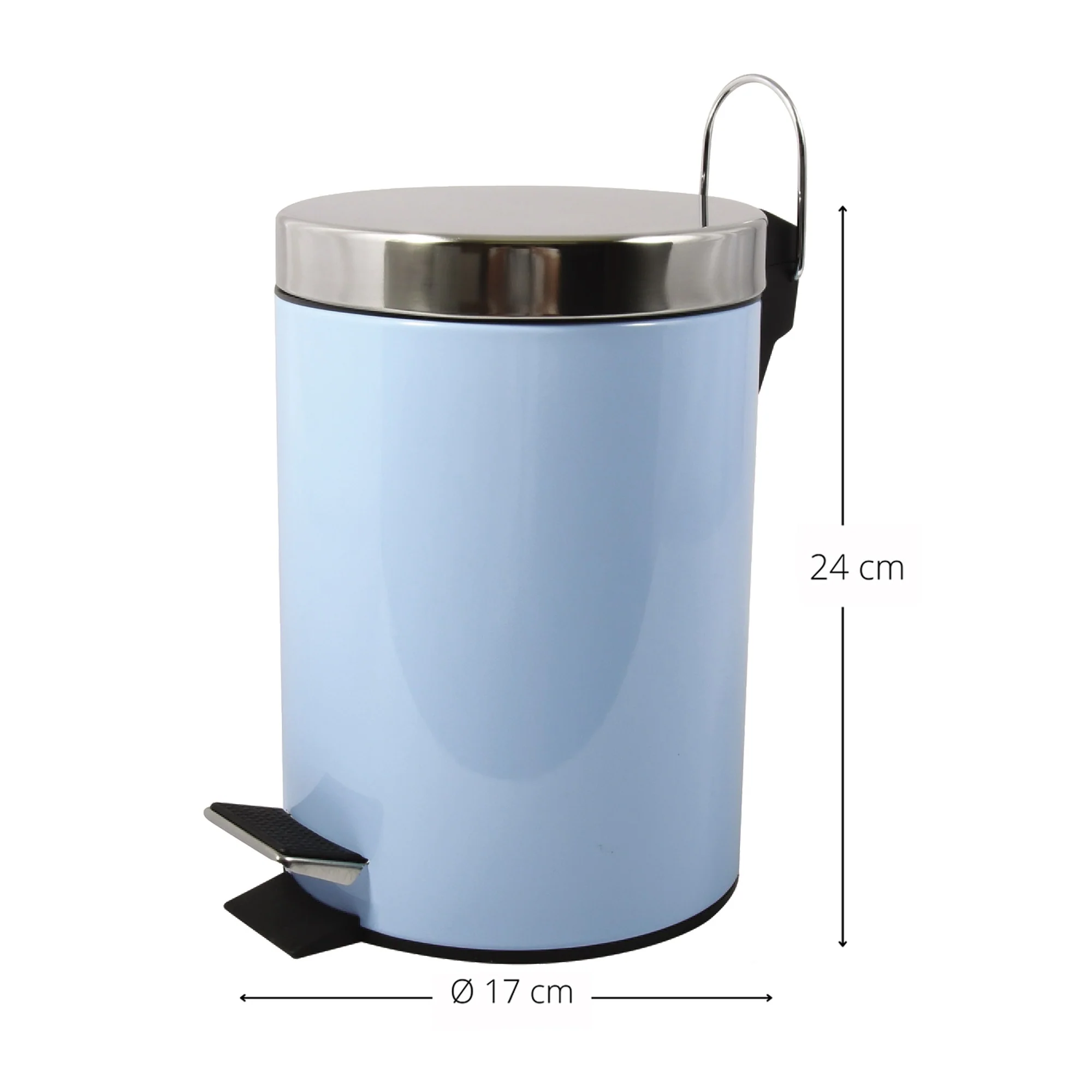 Cubo De Basura Con Pedal Msv 3l De Acero Inoxidable En Color Azul Pastel - Image 3