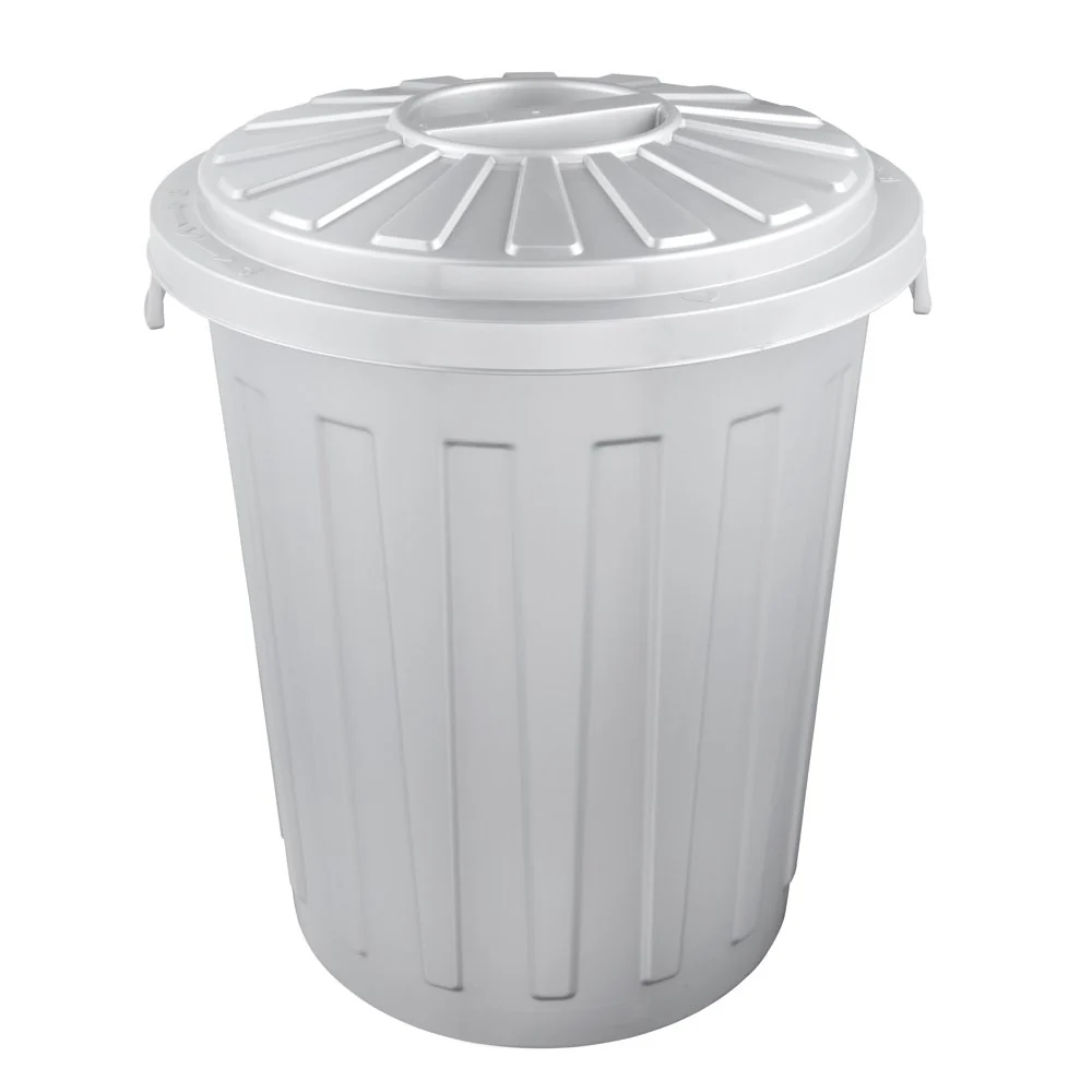Cubo De Basura / Papelera Polivalente Con Tapa Cerrable, Grande, Plástico Resistente (pp), 23 L, Mats, Plateado - Image 2