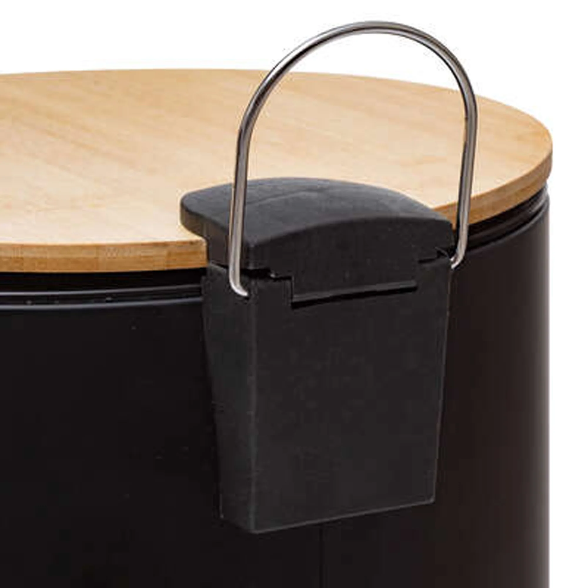 Cubo Pedal 20l Con Tapa De Bambú Negro - Image 3