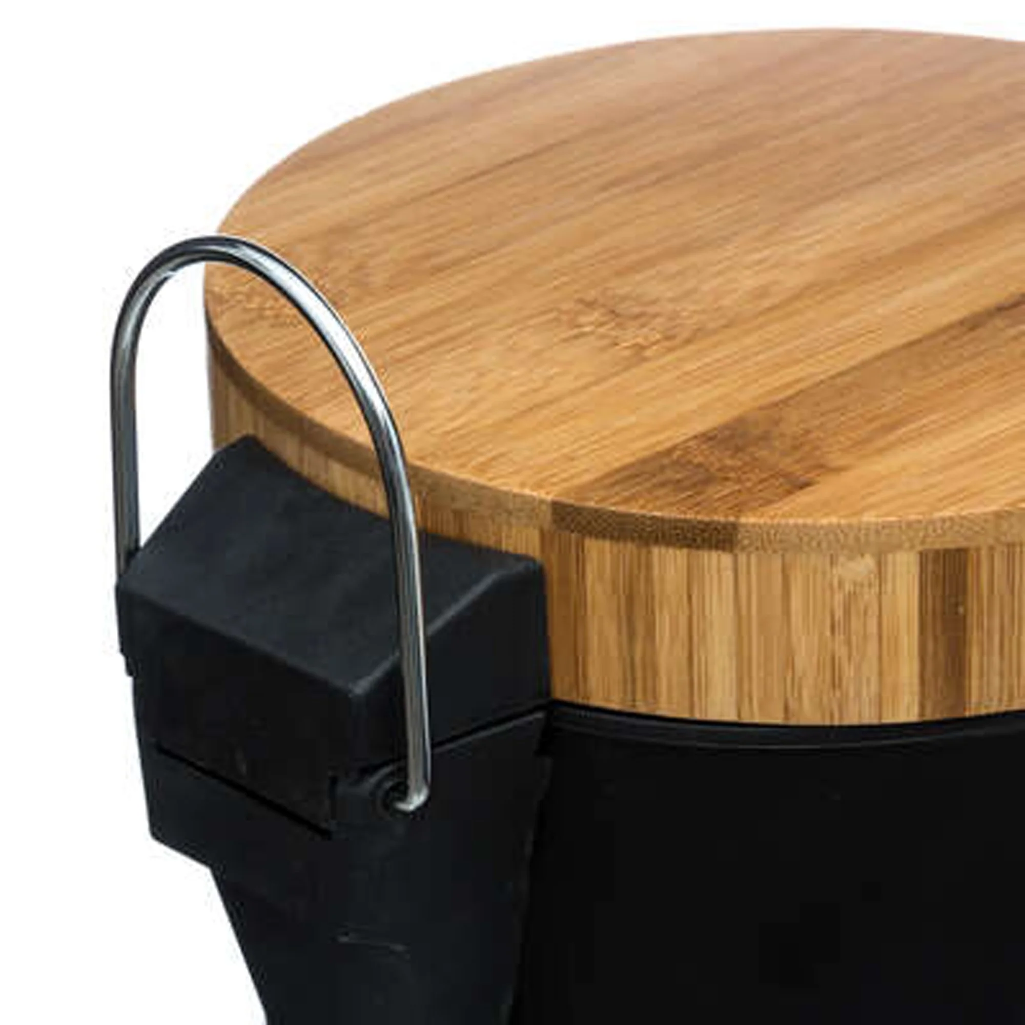 Cubo Pedal 3l Metal Bamboo Negro - Image 3