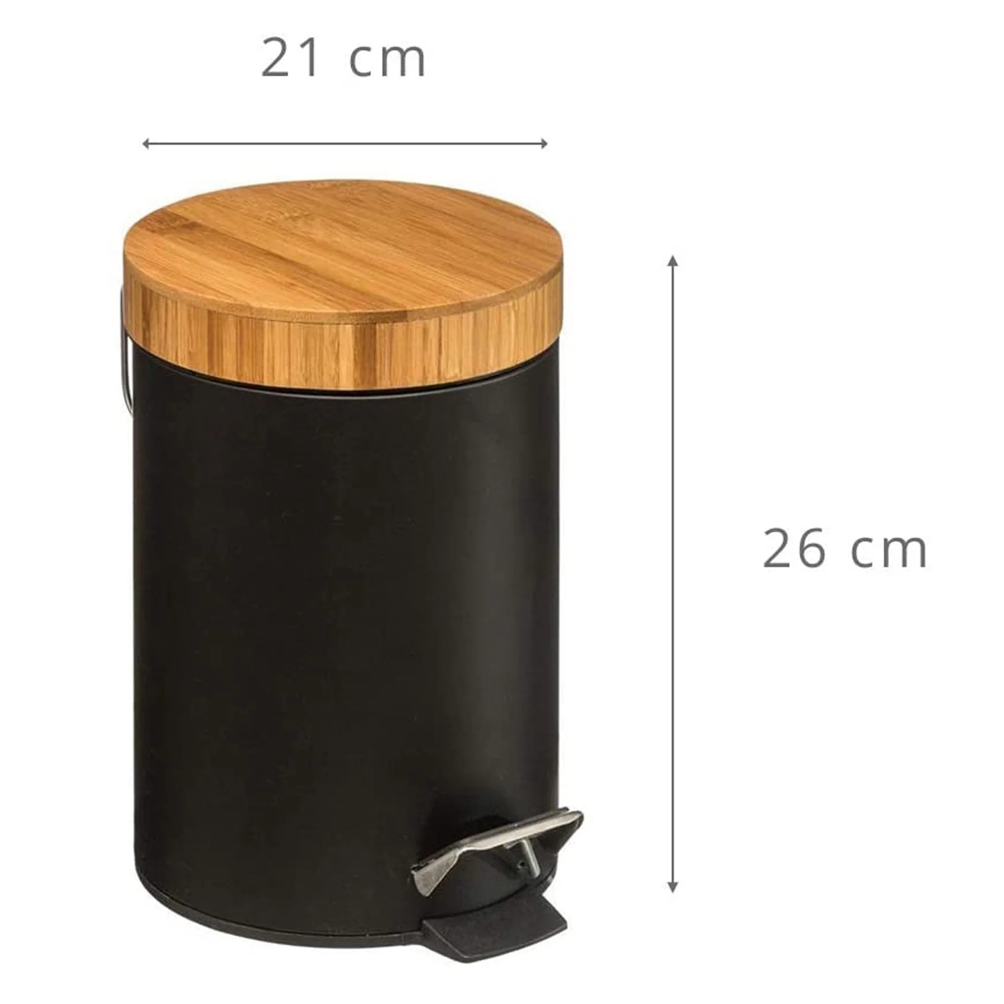 Cubo Pedal 3l Metal Bamboo Negro - Image 4