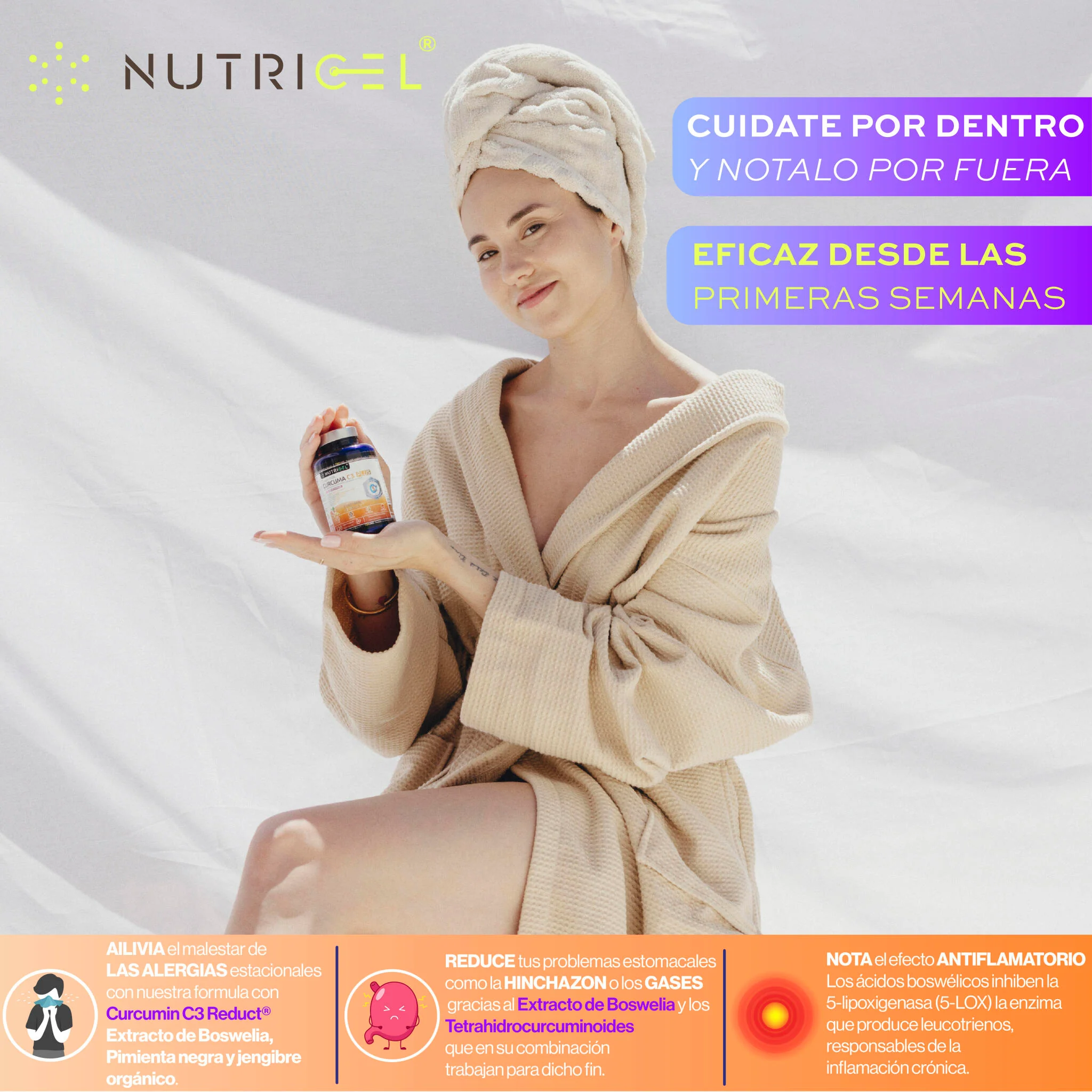 Curcuma C3 Plus Patentada C3 Reduct® + Boswelia Serrata - 120 Cápsulas - Nutricel - Image 3