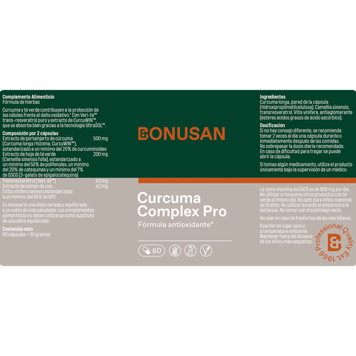 Curcuma Complex Pro Bonusan 60 cápsulas - Image 2